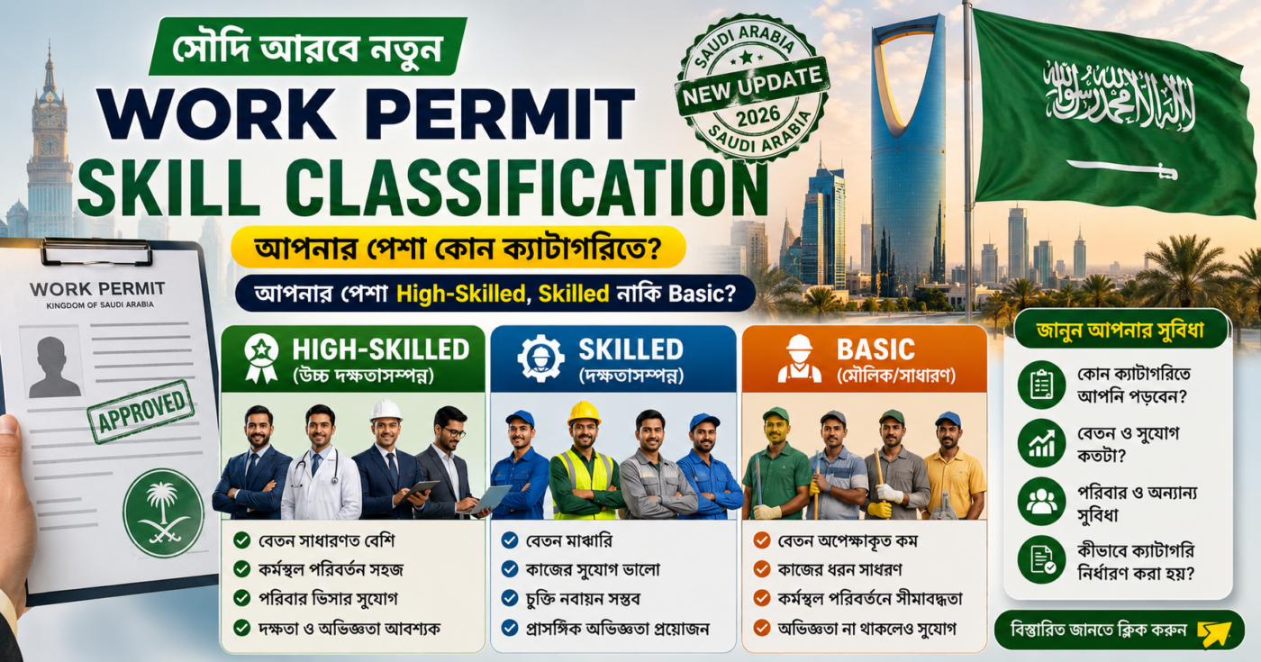 āϏā§āĻĻāĻŋ āĻāϰāĻŦā§ āύāϤā§āύ Work Permit Skill Classification â āĻāĻĒāύāĻžāϰ āĻĒā§āĻļāĻž High-Skilled, Skilled āύāĻžāĻāĻŋ Basic?