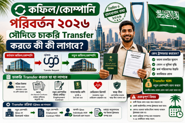 কফিল/কোম্পানি পরিবর্তন: সৌদিতে চাকরি Transfer করতে কী কী লাগবে?
