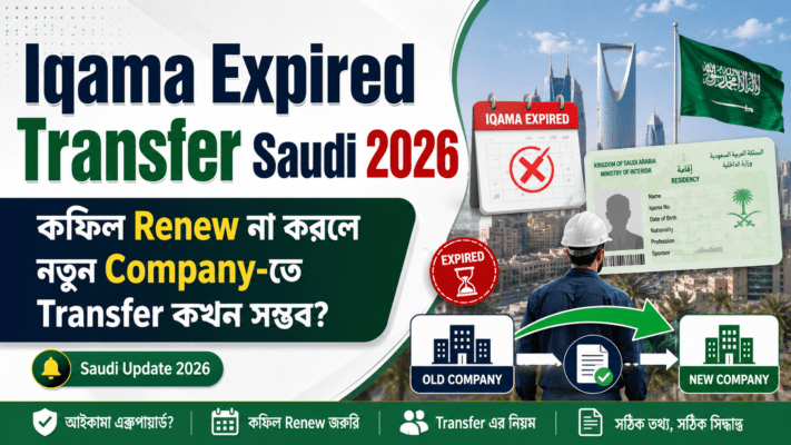 Iqama Expired Transfer Saudi 2026: কফিল Renew না করলে নতুন Company-তে Transfer কখন সম্ভব?